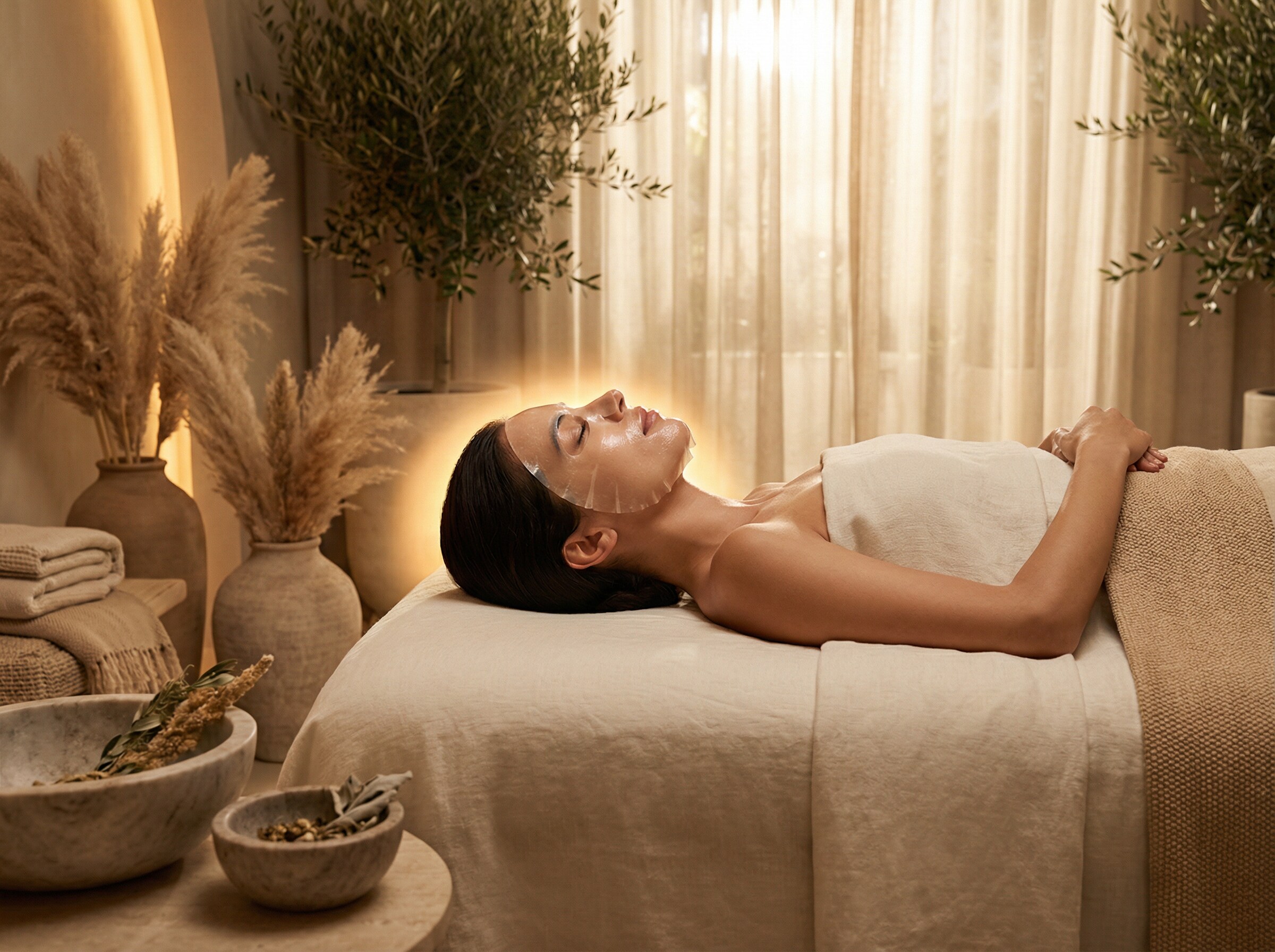Client receiving a luxurious hydrating facial treatment